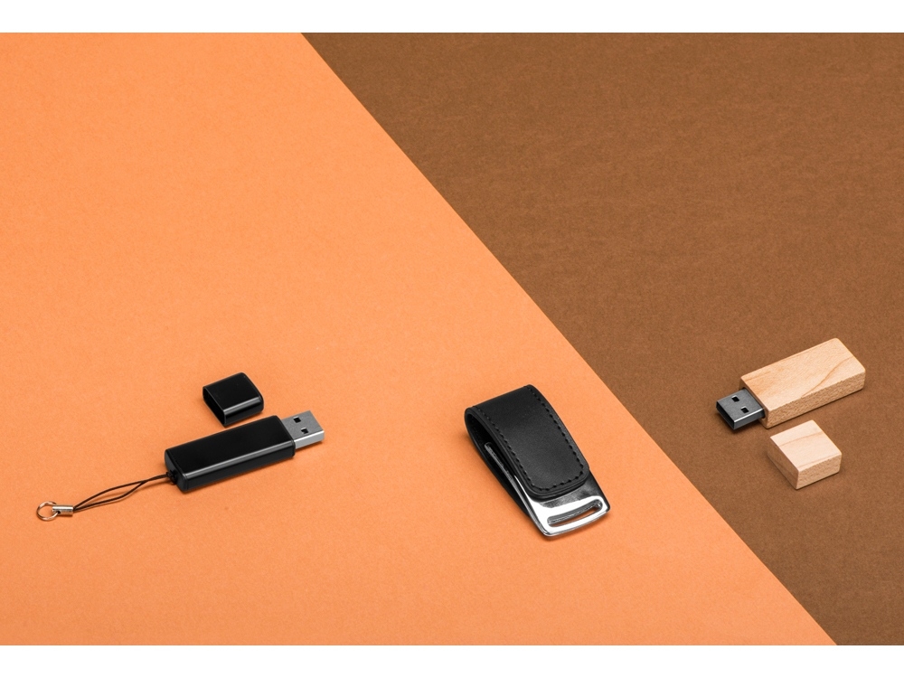 USB-флешка на 16 Гб «Vigo» с магнитным замком, черный, серебристый, кожа, кожзам