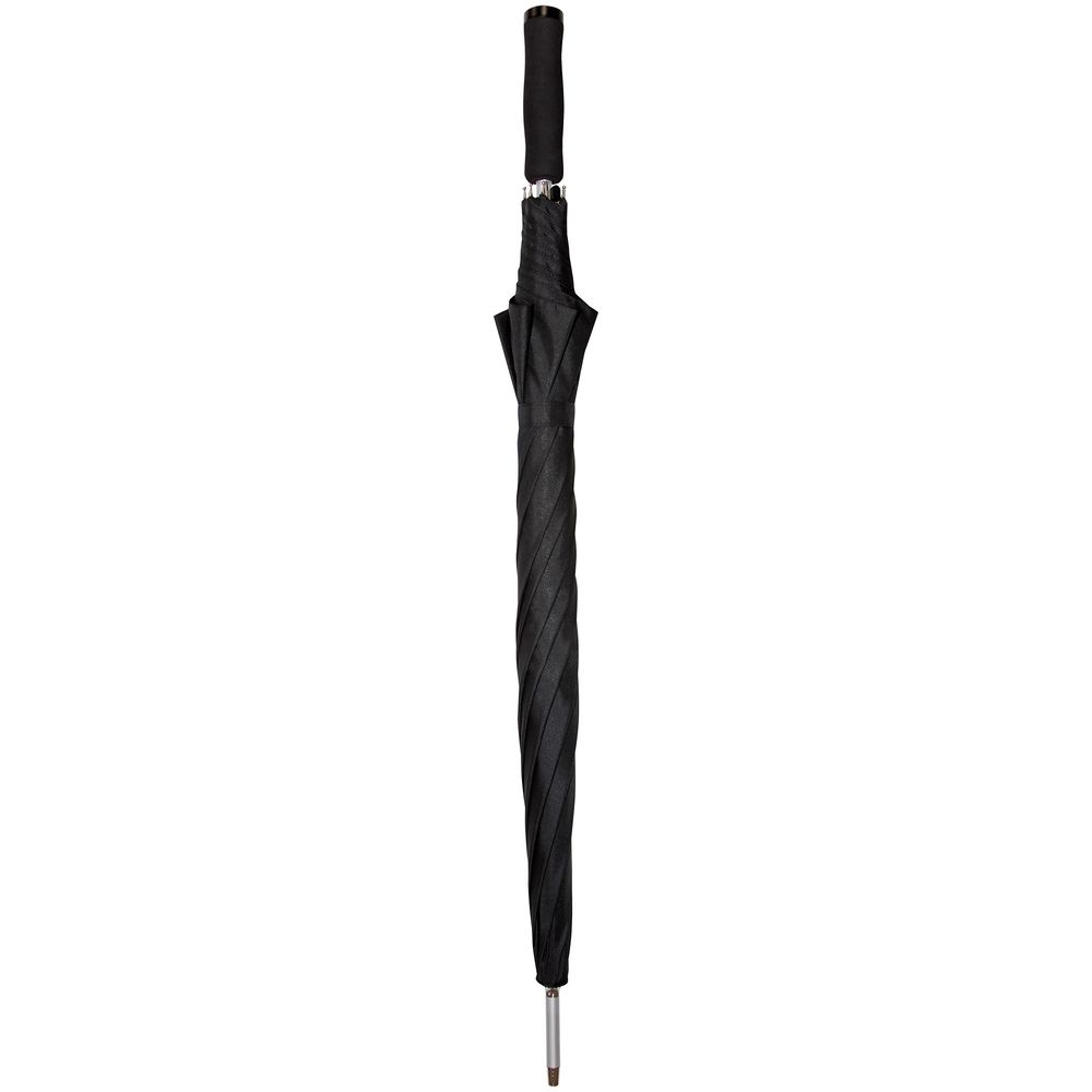 Зонт-трость Alu Golf AC, черный, черный, купол - эпонж, 190t; рама - металл; спицы - стеклопластик; ручка - эва
