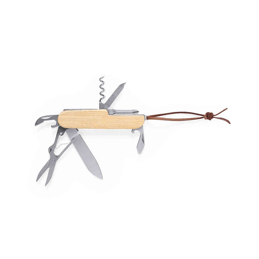 Карманный нож мультитул TITAN, нержавеющая сталь, бамбук, 9 функций, 9.4 x 2.5 x 1.5 cm, бежевый, нержавеющая сталь, бамбук