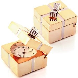 Часы "Подарок"; 4,2х4,2х3,9 см; металл, желтый, металл