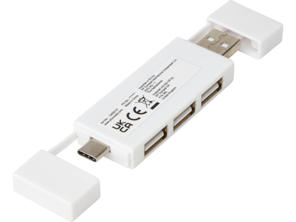 Двойной USB 2.0-хаб «Mulan», белый, пластик