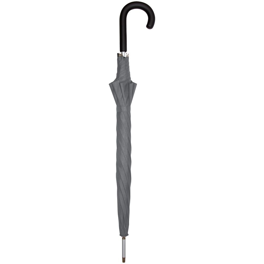 Зонт-трость Alu AC, серый, серый, купол - эпонж, 190t; рама - сталь, алюминий; спицы - стеклопластик; ручка - пластик