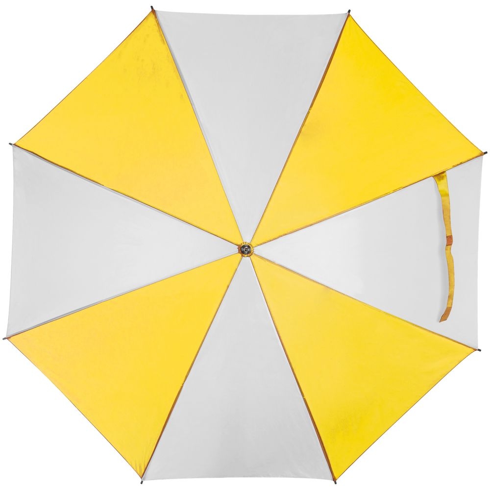 Зонт-трость Milkshake, белый с желтым, белый, желтый, полиэстер