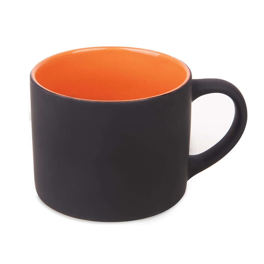 Кружка YASNA  с покрытием SOFT-TOUCH, черный с оранжевым, 310 мл, фарфор, черный, оранжевый, фарфор