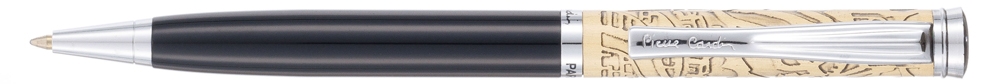 Ручка шариковая Pierre Cardin GAMME. Цвет - черный и золотистый. Упаковка Е или Е-1, черный, латунь, нержавеющая сталь