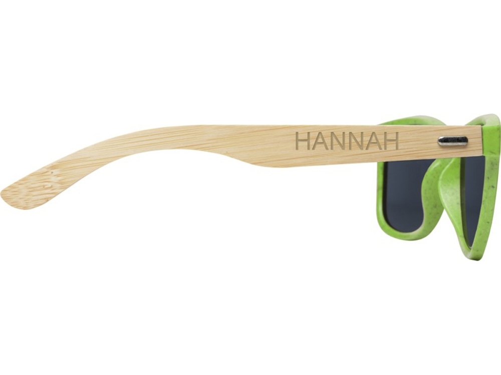Солнцезащитные очки «Sun Ray» с бамбуковой оправой, зеленый, пластик, бамбук