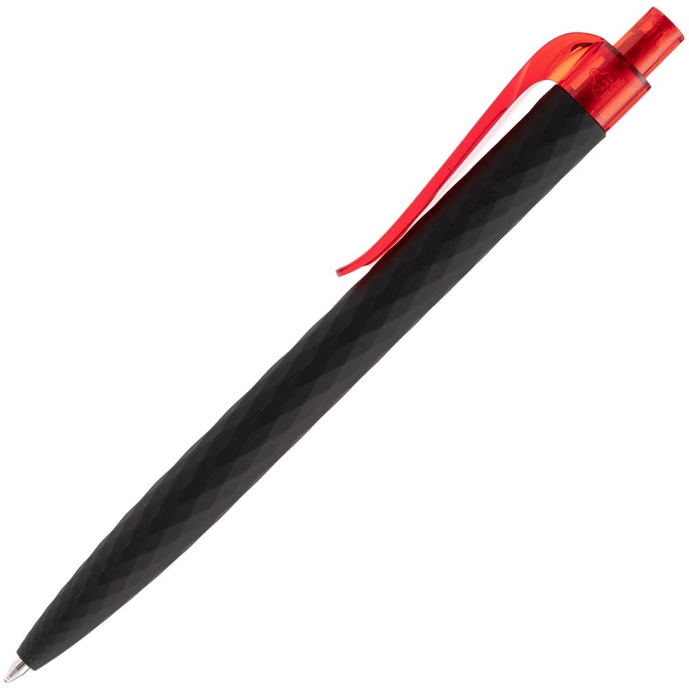 Ручка шариковая Prodir QS01 PRT-P Soft Touch, черная с красным, черный, красный, пластик; покрытие софт-тач