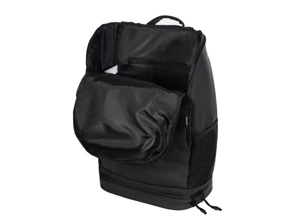 Рюкзак «Gym» с отделением для обуви, с шильдом, черный, полиэстер, пластик