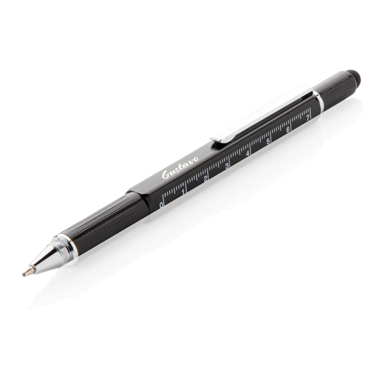 Многофункциональная ручка 5 в 1, черный, алюминий