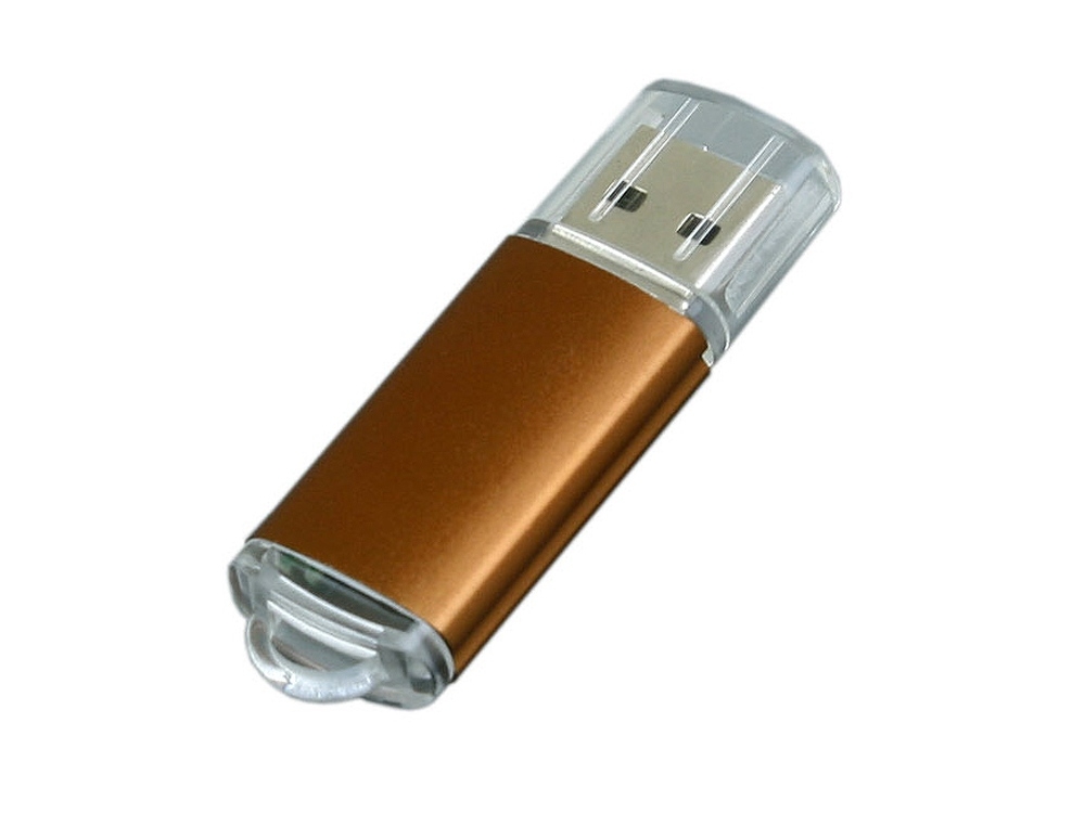 USB 2.0- флешка на 16 Гб с прозрачным колпачком, коричневый, металл