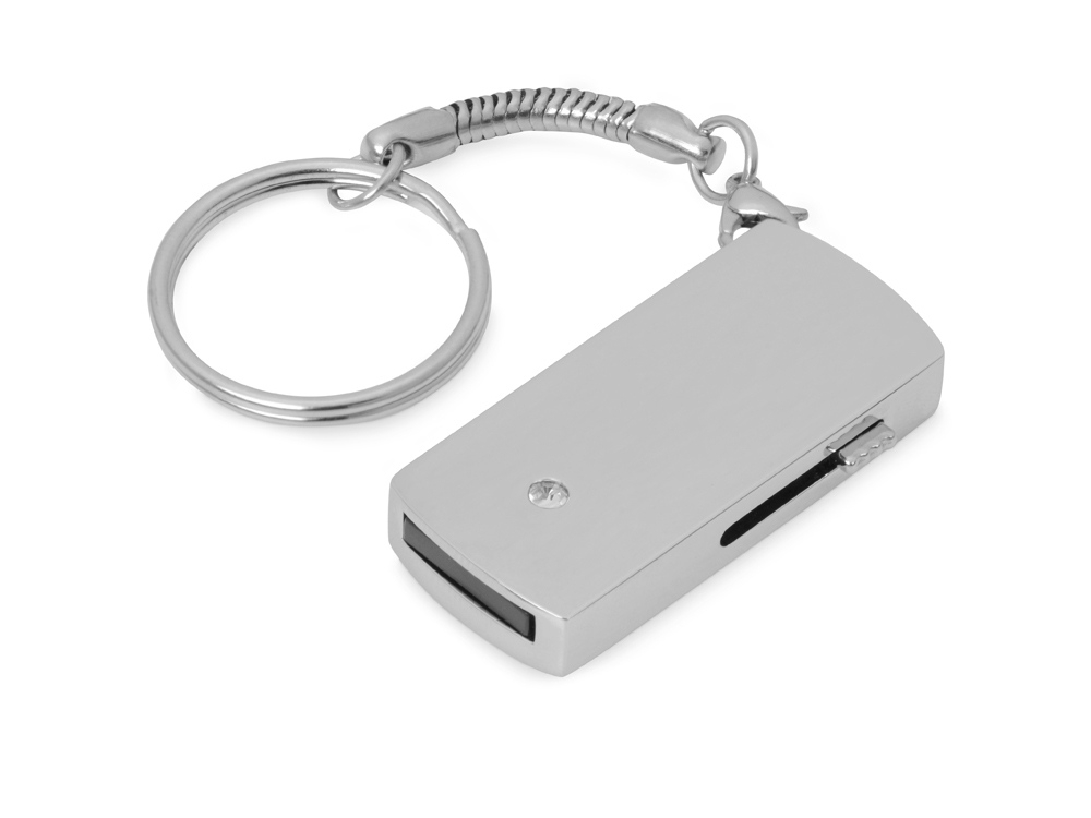 USB 2.0- флешка на 16 Гб с выдвижным механизмом и мини чипом, зеленый, серебристый, пластик, металл