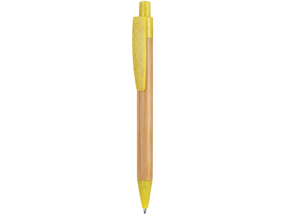 Ручка шариковая бамбуковая STOA, желтый, бежевый, пластик, растительные волокна