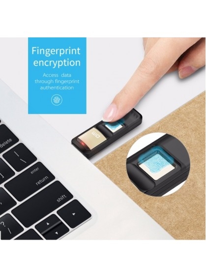 Флешка со сканером отпечатка пальца Pro, черный, пластик