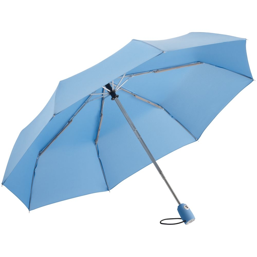 Зонт складной AOC, светло-голубой, голубой, 190t; ручка - пластик, купол - эпонж, хромированная сталь, покрытие софт-тач; каркас - металл, стекловолокно