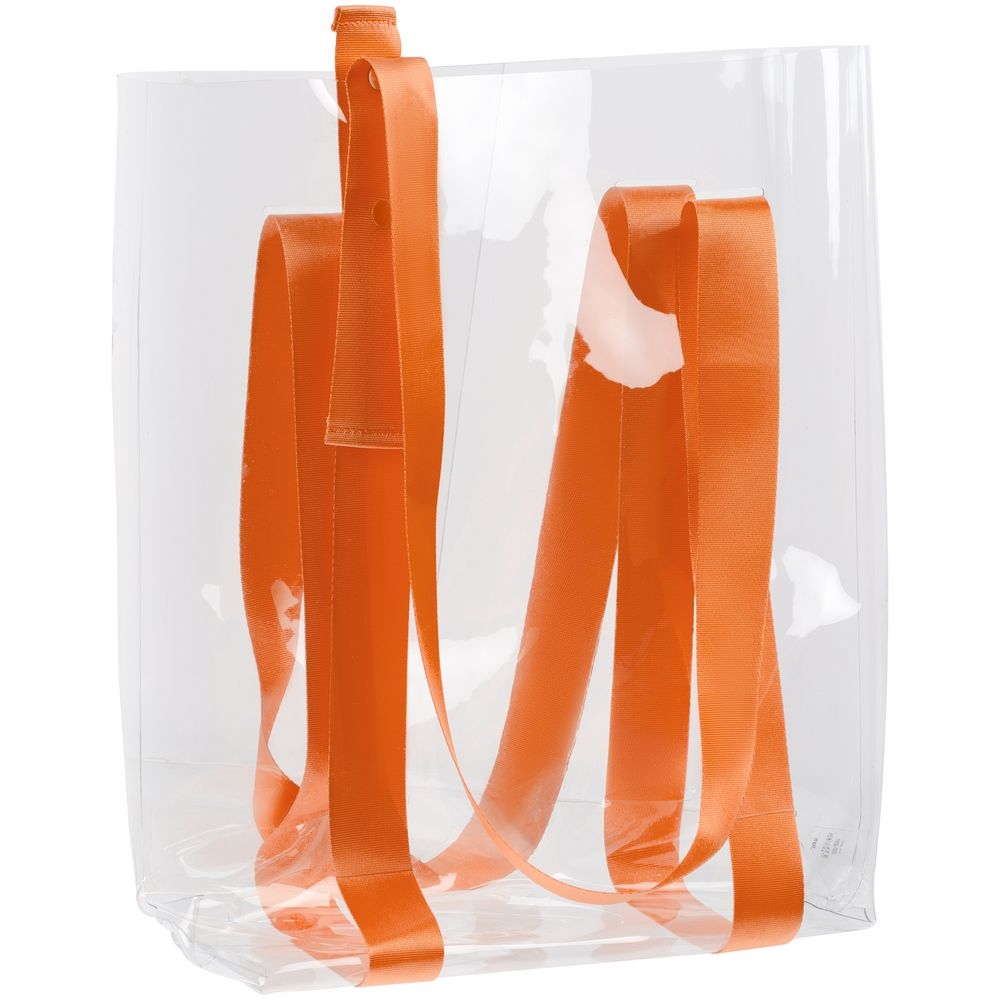 Шопер Clear Fest, прозрачный с оранжевыми ручками, оранжевый, прозрачный, пвх; ручки - полиэстер