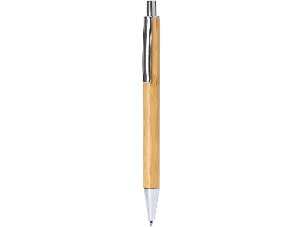 Ручка шариковая бамбуковая TUCUMA, серебристый, бежевый