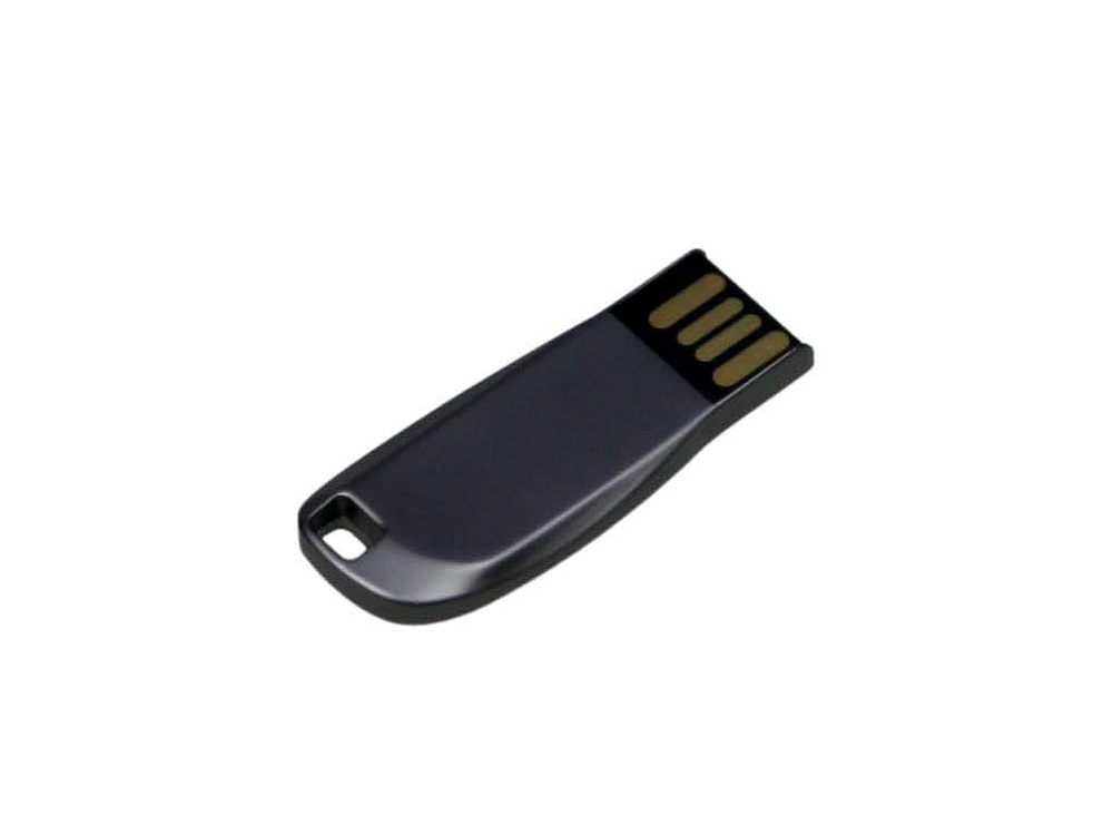 USB 2.0- флешка на 64 Гб компактная с мини чипом и овальным отверстием, серый, металл
