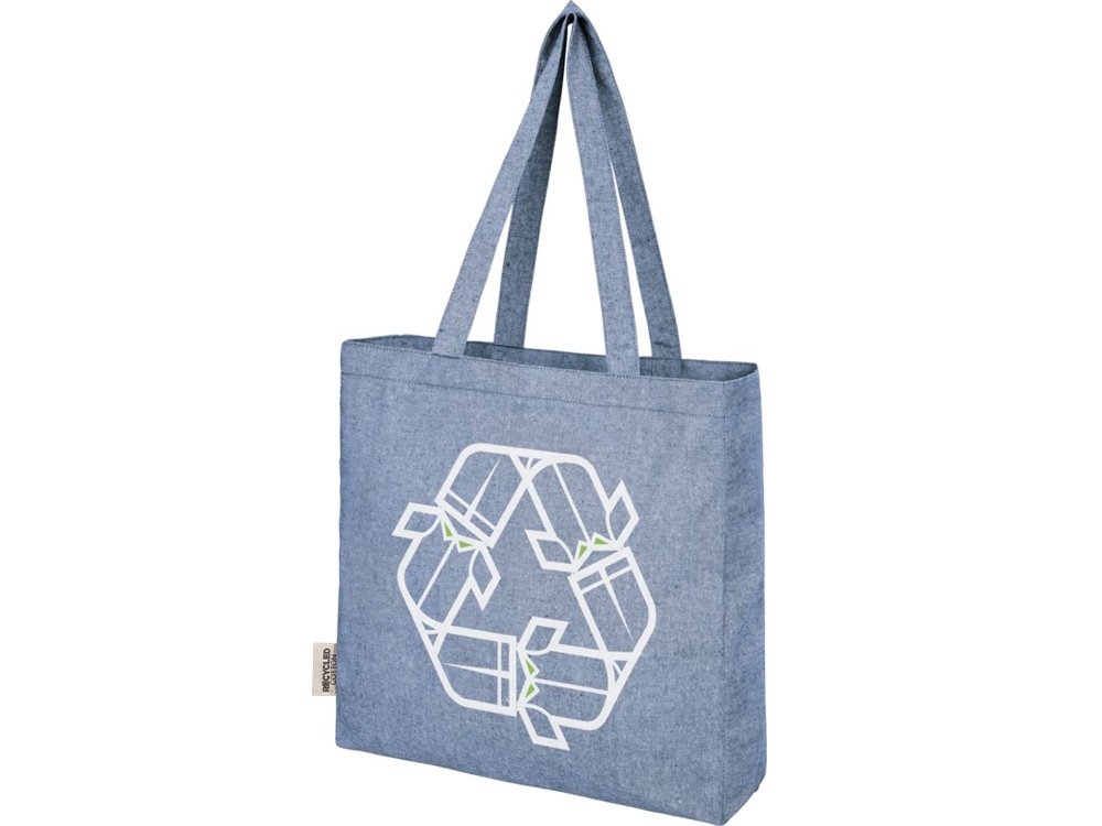 Эко-сумка с клинчиком «Pheebs» из переработанного хлопка, синий, полиэстер, хлопок