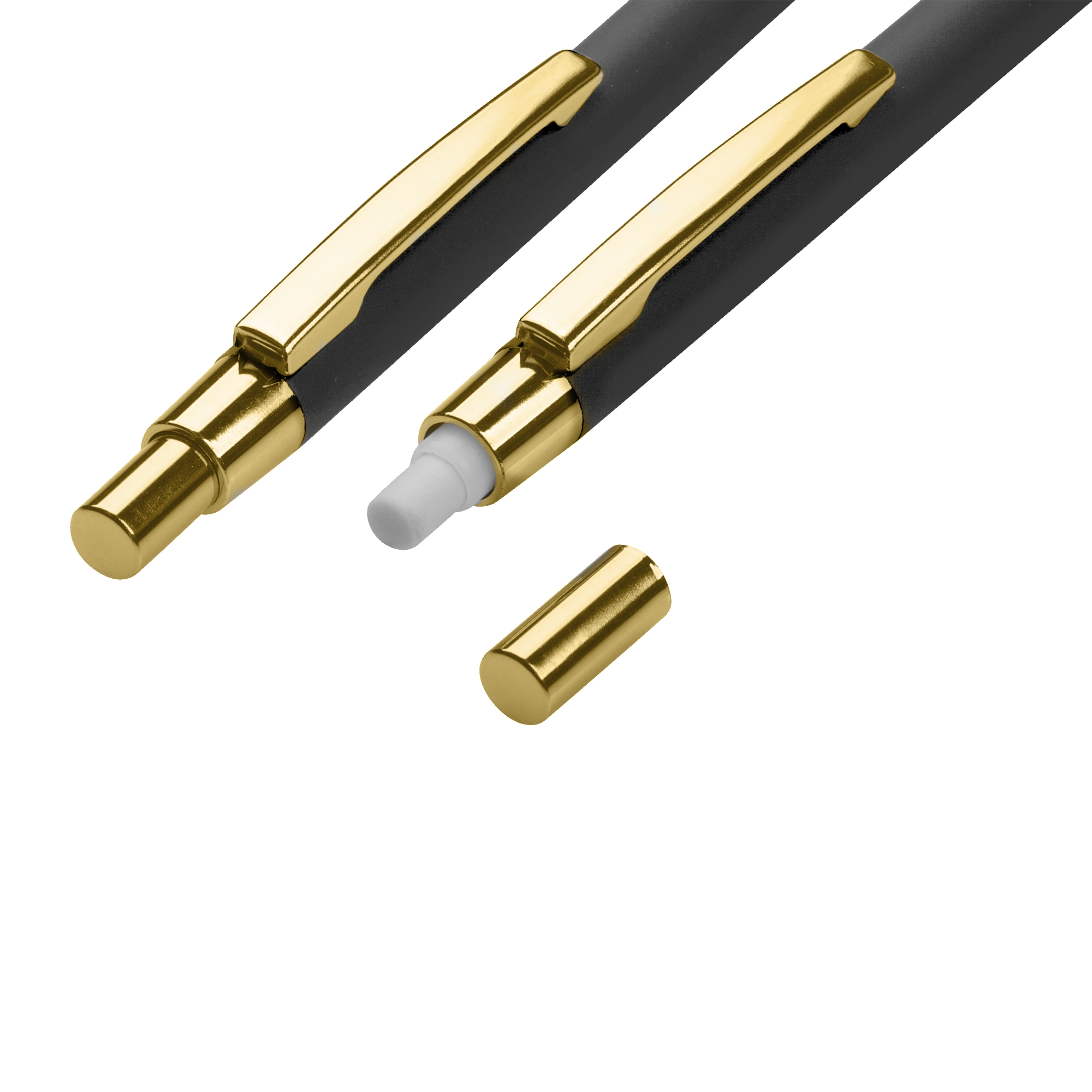 Набор "Ray" (ручка+карандаш), покрытие soft touch, черный с золотом, металл/soft touch