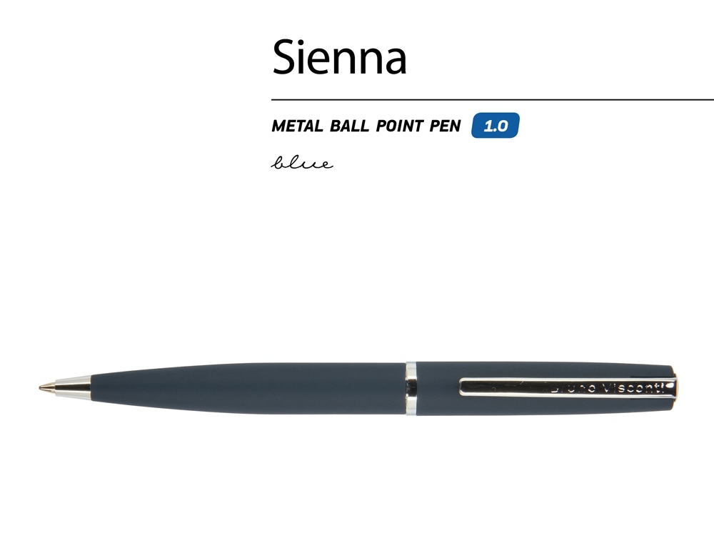 Ручка металлическая шариковая «Sienna», синий, металл, silk-touch