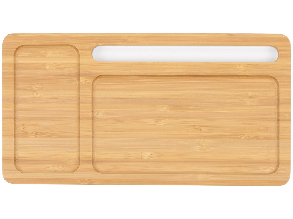 Беспроводное зарядное устройство-органайзер из бамбука «Timber», натуральный, бамбук