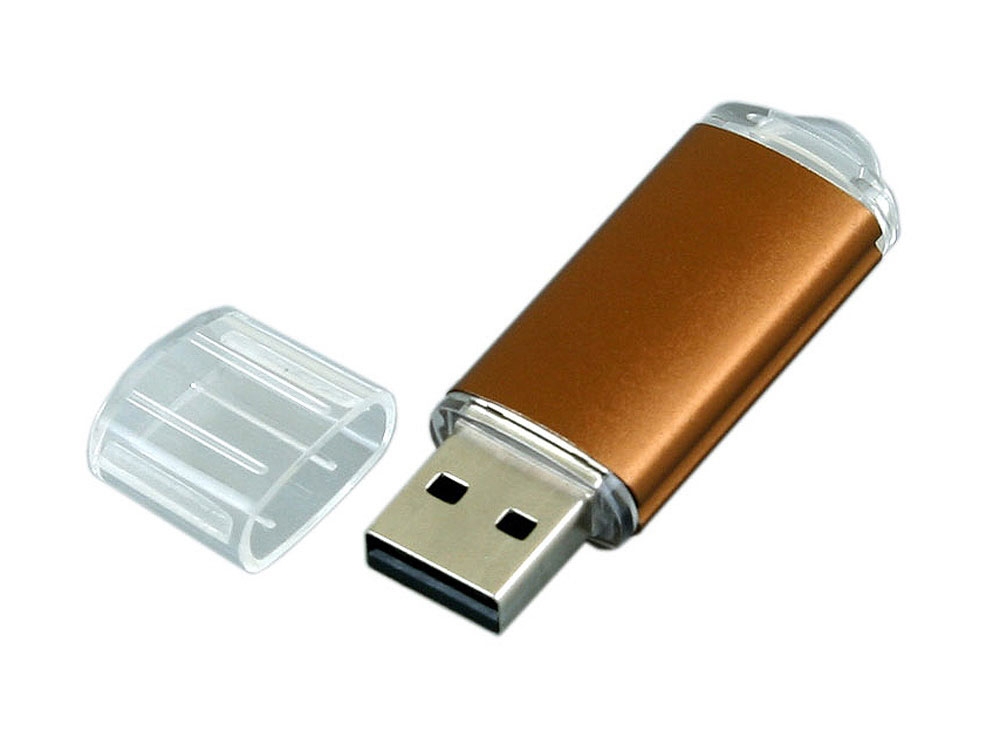 USB 3.0- флешка на 128 Гб с прозрачным колпачком, коричневый, металл