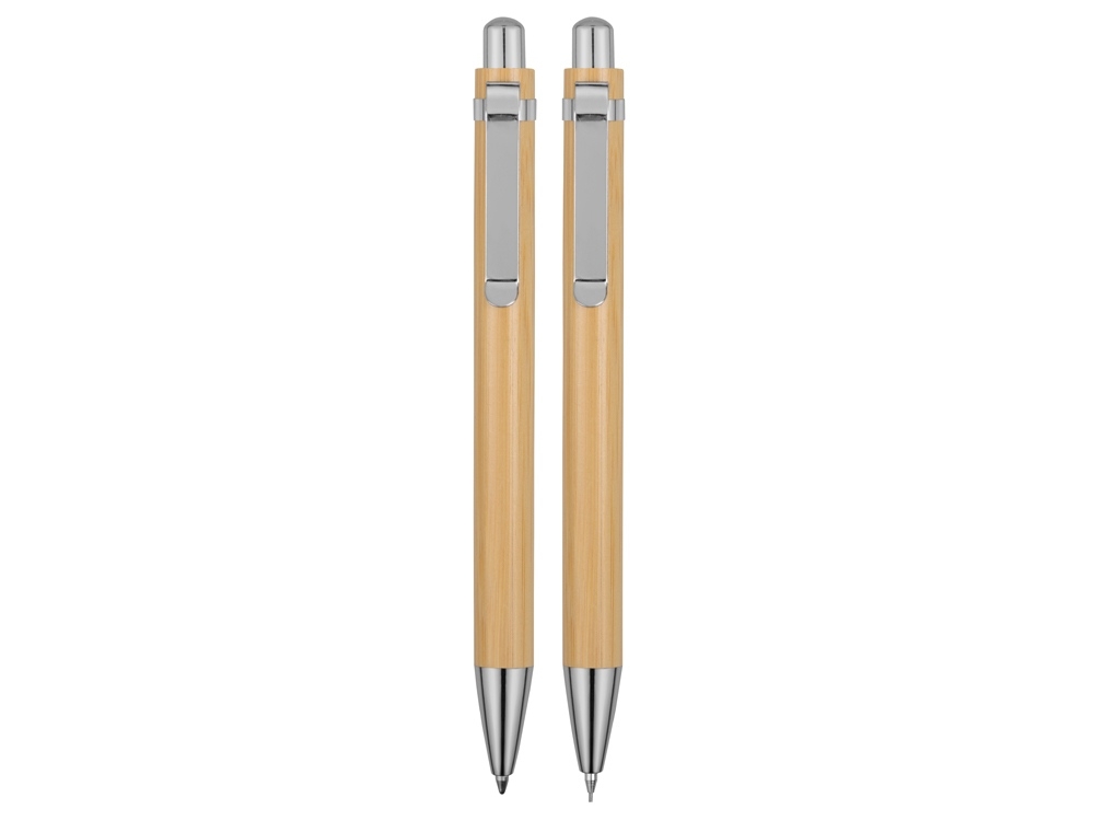 Набор «Bamboo»: шариковая ручка и механический карандаш, натуральный, металл, бамбук