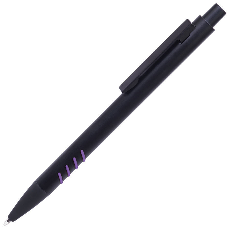 TATTOO, ручка шариковая, черный с фиолетовыми вставками grip, металл, черный, фиолетовый, алюминий, грип, цветная подложка