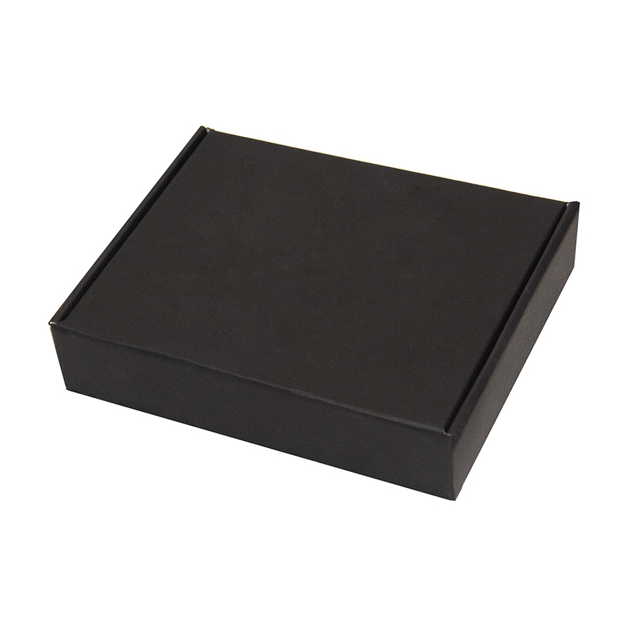 Коробка подарочная, размер 18,5х14,5х3,8см, картон, самосборная, черная, черный, картон