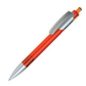 TRIS LX SAT, ручка шариковая, прозрачный оранжевый/серебристый, пластик, оранжевый, серебристый, пластик