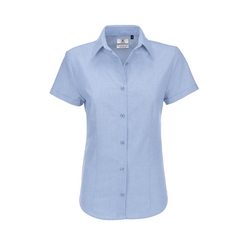 Рубашка женская с коротким рукавом Oxford SSL/women, голубой, полиэстер, хлопок