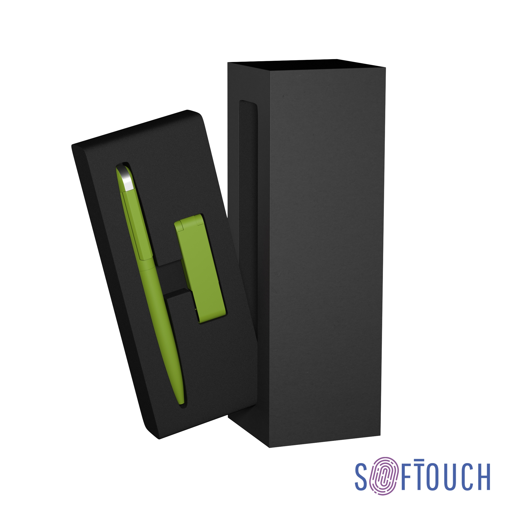 Набор ручка + флеш-карта 8 Гб в футляре, покрытие soft touch, зеленый, металл/soft touch