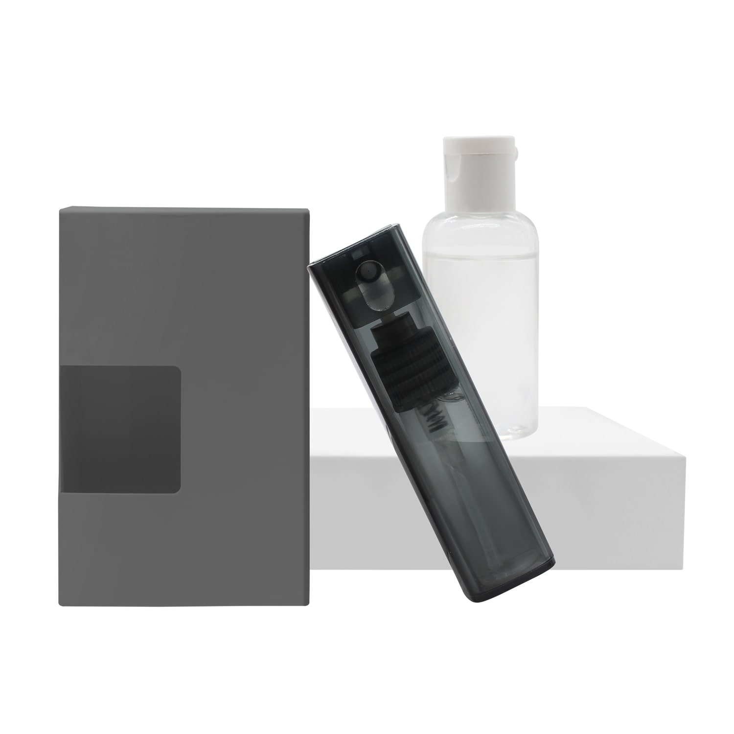 Набор антисептиков для рук REFILLABLE Black, 60 мл  (серый), серый, пластик