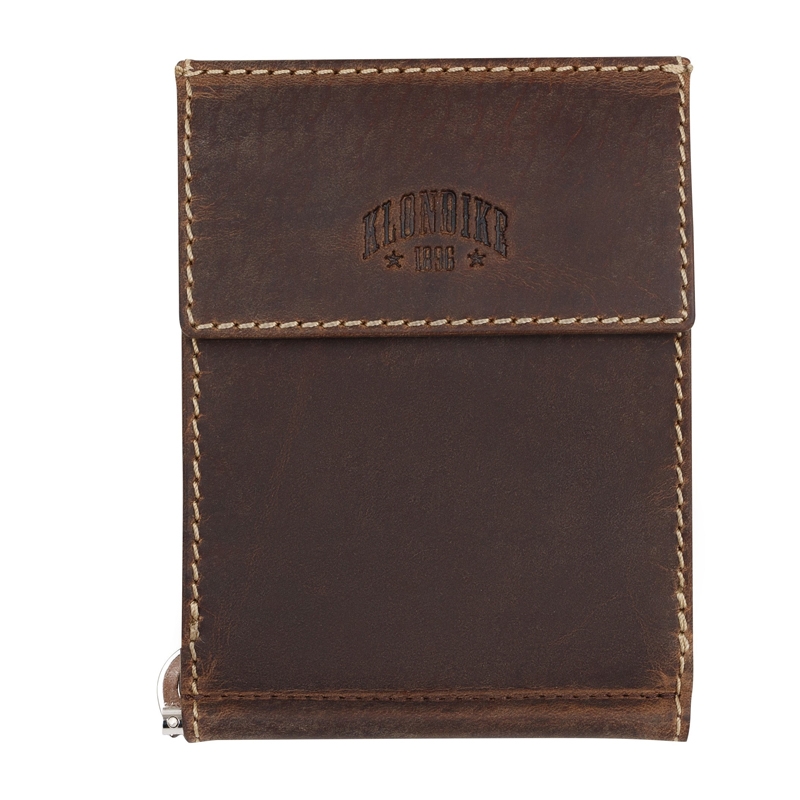 Бумажник KLONDIKE Yukon, с зажимом для денег, натуральная кожа в коричневом цвете, 12 х 1,5 х 9 см, коричневый
