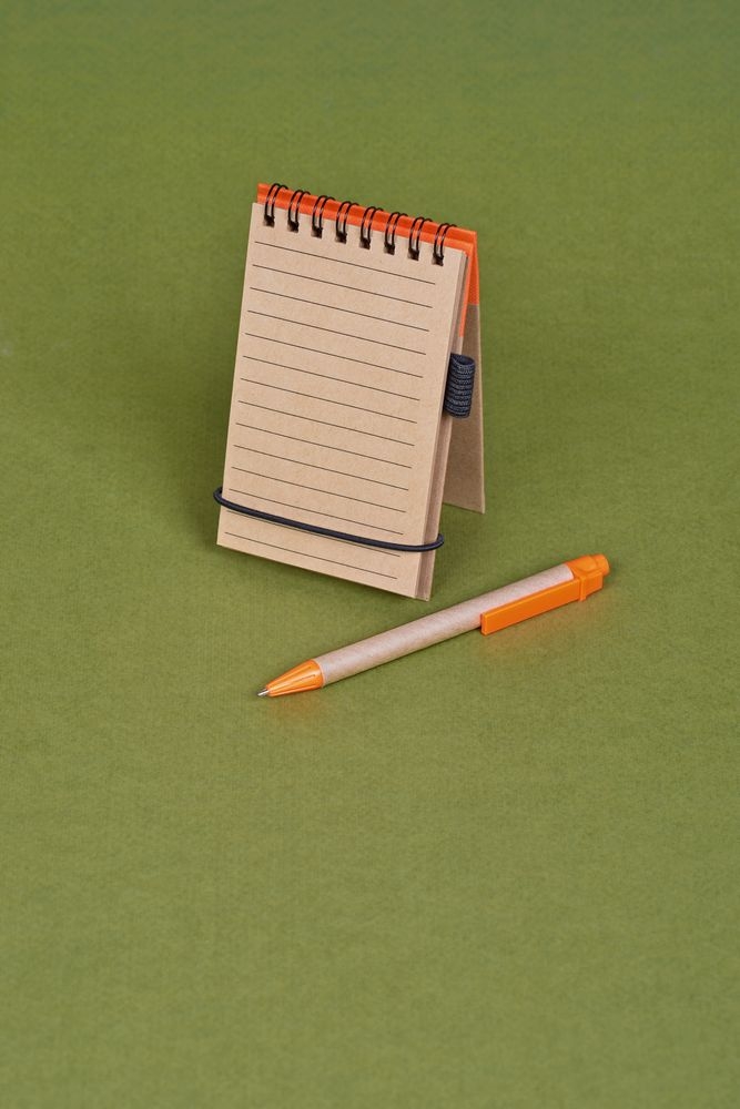 Блокнот на кольцах Eco Note с ручкой, черный, черный, пластик, картон