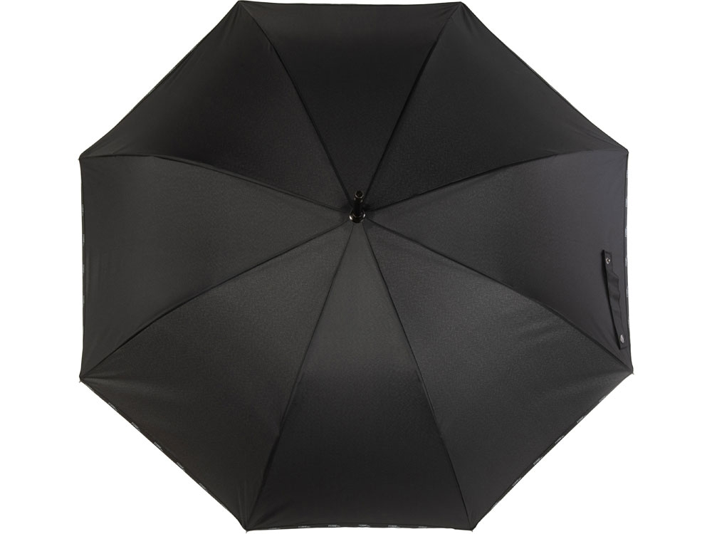 Зонт-трость полуавтоматический, черный, полиэстер
