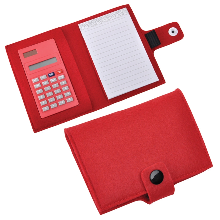 Блокнот с калькулятором "Soft", красный, 11х14х2см, фетр, красный, шерсть