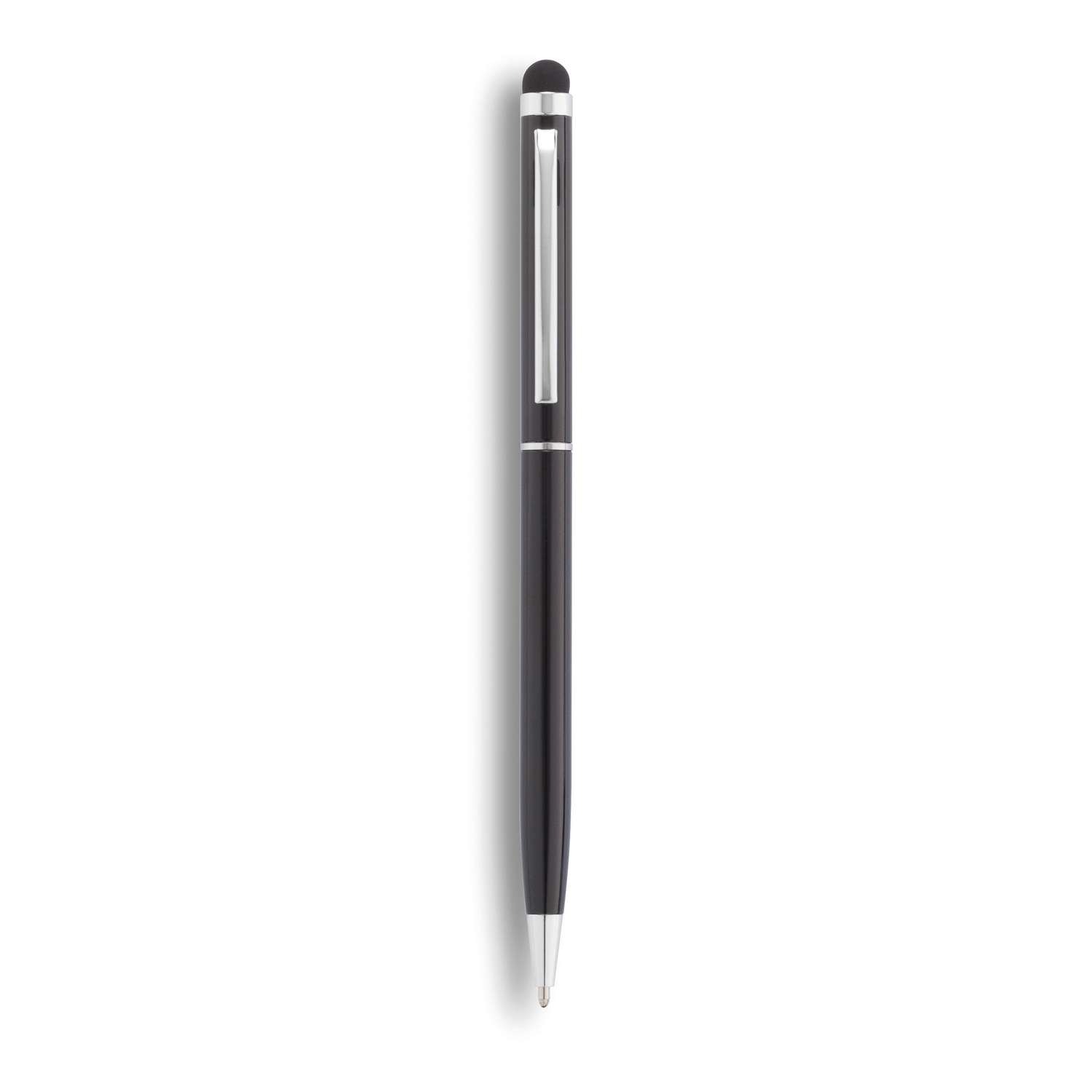 Тонкая металлическая ручка-стилус, черный, алюминий; резина