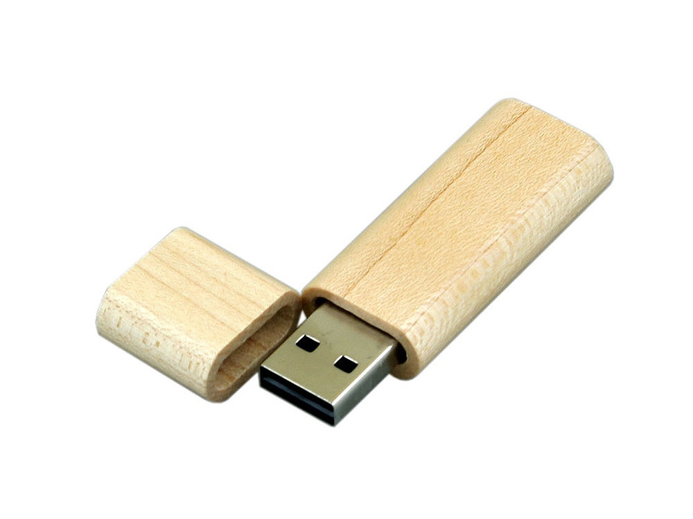 USB 2.0- флешка на 8 Гб эргономичной прямоугольной формы с округленными краями, натуральный, дерево