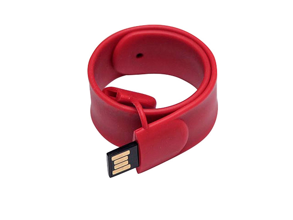 USB 2.0- флешка на 8 Гб в виде браслета, красный, пвх