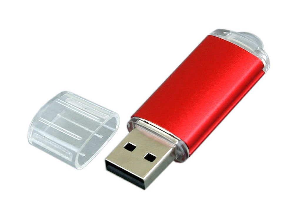 USB 3.0- флешка на 64 Гб с прозрачным колпачком, красный, металл