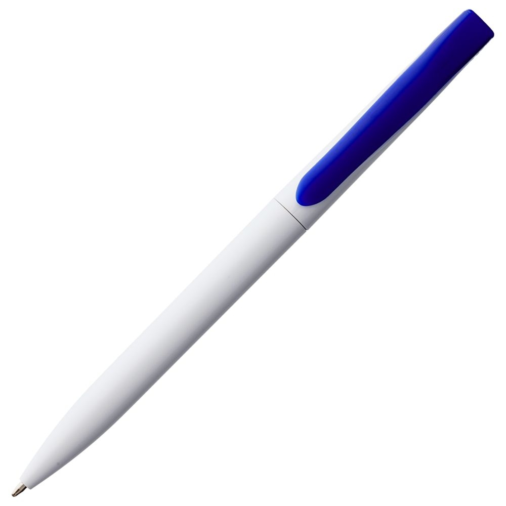 Ручка шариковая Pin, белая с синим, белый, пластик