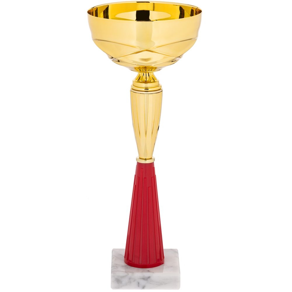 Кубок Kudos, средний, красный, красный, чаша - металл; стэм - пластик; основание - камень, мрамор
