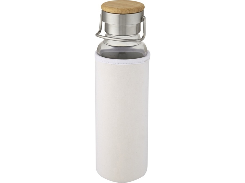 Стеклянная бутылка «Thor» с неопреновым чехлом, белый, пластик, бамбук, стекло