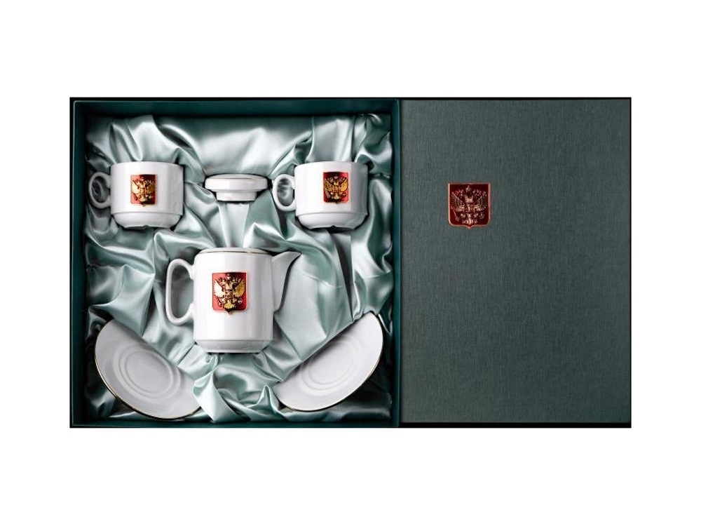 Чайный набор «Россия», белый, фарфор, алюминий