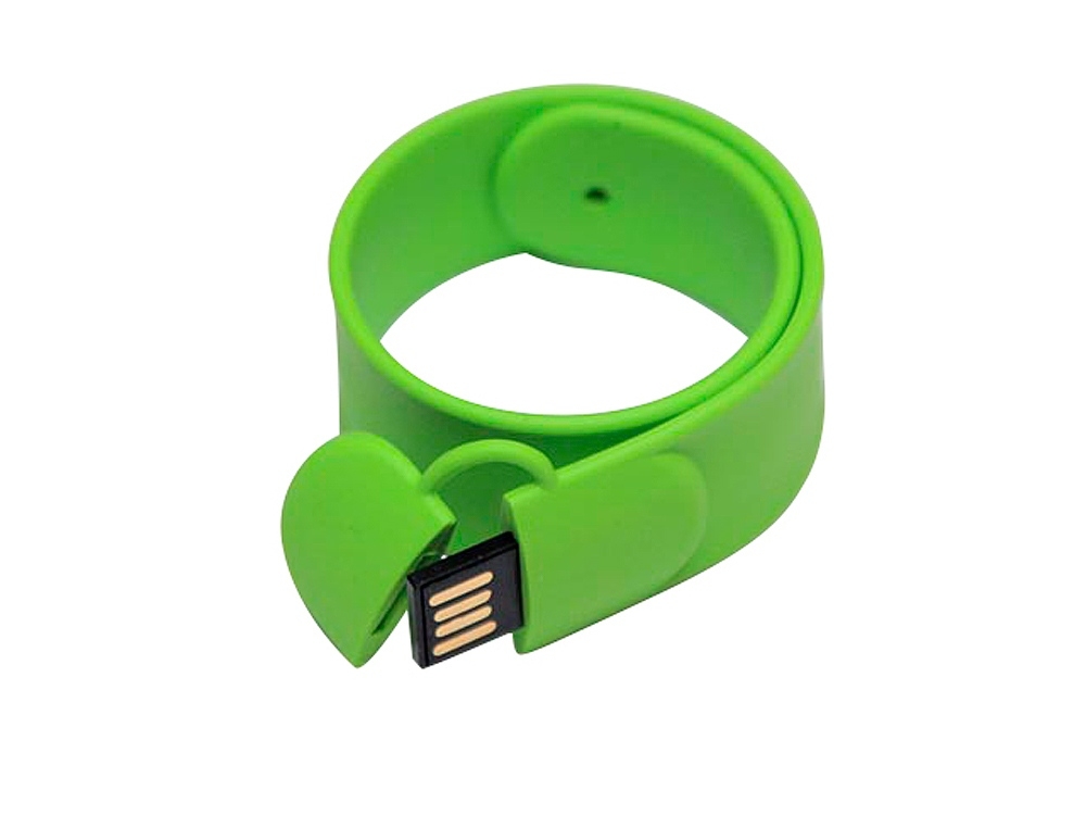 USB 2.0- флешка на 32 Гб в виде браслета, зеленый, силикон