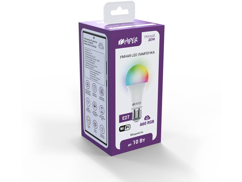 Умная LED лампочка «IoT A60 RGB», белый, пластик, стекло
