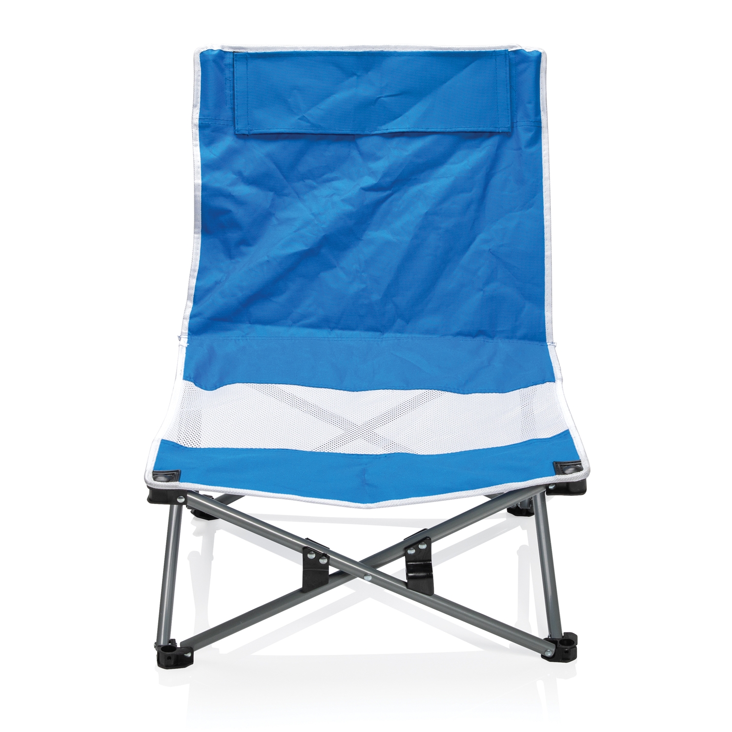 Складное пляжное кресло с чехлом с логотипом, материал полиэстер; сталь -цена от 3750 руб