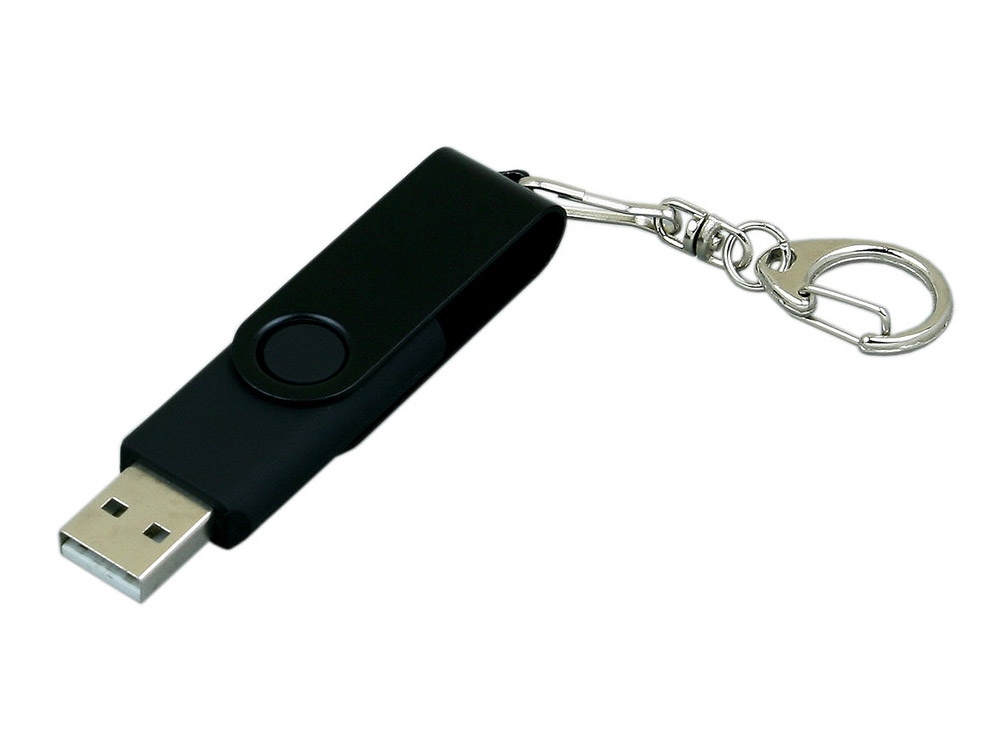 USB 2.0- флешка промо на 32 Гб с поворотным механизмом и однотонным металлическим клипом, черный, пластик, металл