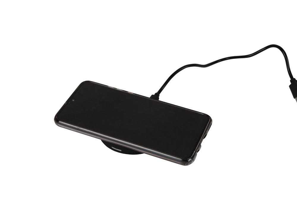 Беспроводное зарядное устройство «Sketch» с закаленным стеклом, черный, soft touch